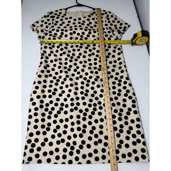 J. Crew Dress Black & Cream Classic Polka Dot Sheath Dress Size 6 Cotton Blend - Picture 5 of 10